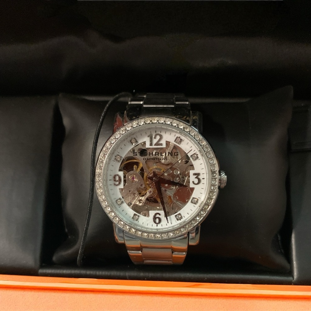 Stührling Silver Skeleton Women’s Watch